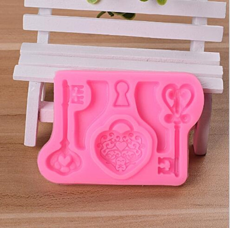 2 PCS Molde de silicone para fondant em forma de chave de cadeado de amor para comida DIY Ferramenta de decoração de bolo