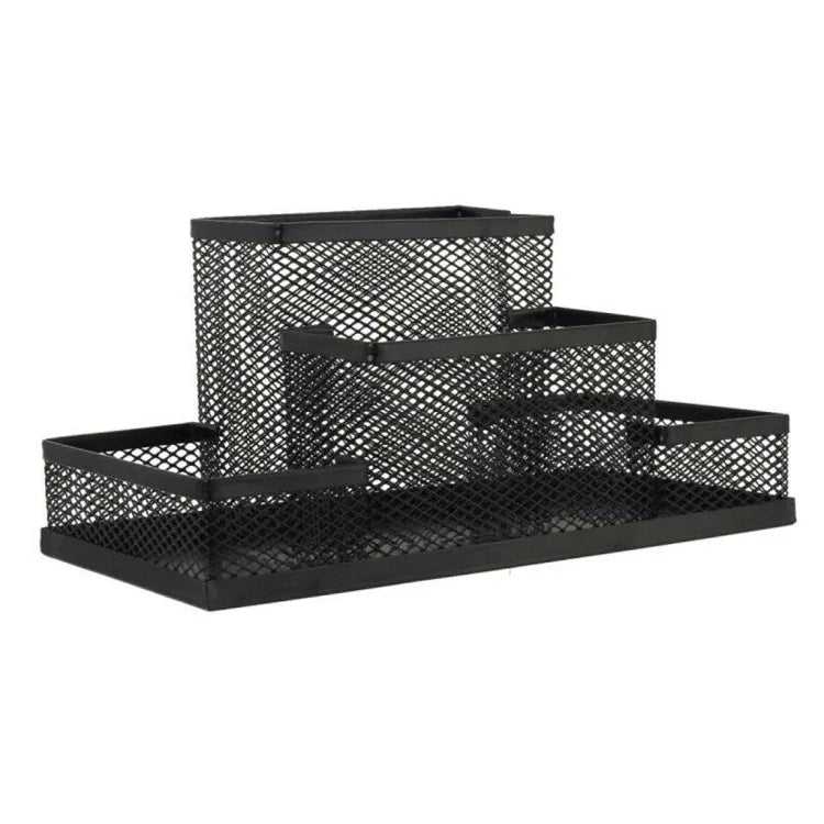 Organizador de secretária Suporte de metal em malha Porta-lápis e canetas Caixa de arrumação para casa, Tamanho: 15,5x10,2x10cm, Suporte de secretária