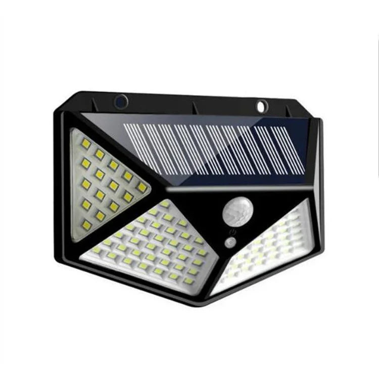 Luz de parede solar de indução para pátio exterior com 100 LEDs, iluminação ajustável para varanda e jardim, pequena luz de rua, 1 unidade 100 LEDs, 2 unidades 100 LEDs