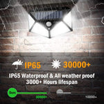 Luz de parede solar de indução para pátio exterior com 100 LEDs, iluminação ajustável para varanda e jardim, pequena luz de rua, 1 unidade 100 LEDs, 2 unidades 100 LEDs