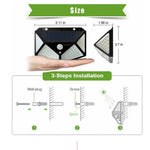 Luz de parede solar de indução para pátio exterior com 100 LEDs, iluminação ajustável para varanda e jardim, pequena luz de rua, 1 unidade 100 LEDs, 2 unidades 100 LEDs