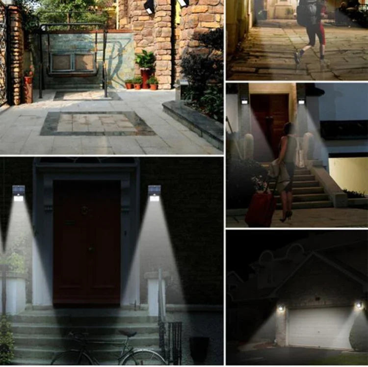 Luz de parede solar de indução para pátio exterior com 100 LEDs, iluminação ajustável para varanda e jardim, pequena luz de rua, 1 unidade 100 LEDs, 2 unidades 100 LEDs
