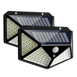 Luz de parede solar de indução para pátio exterior com 100 LEDs, iluminação ajustável para varanda e jardim, pequena luz de rua, 1 unidade 100 LEDs, 2 unidades 100 LEDs