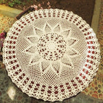 Toalha de Mesa Redonda de Croché Artesanal Exquisito Jardim de Flores Mori Algodão Renda Trabalhada em Ponto Aberto, Diâmetro 60cm