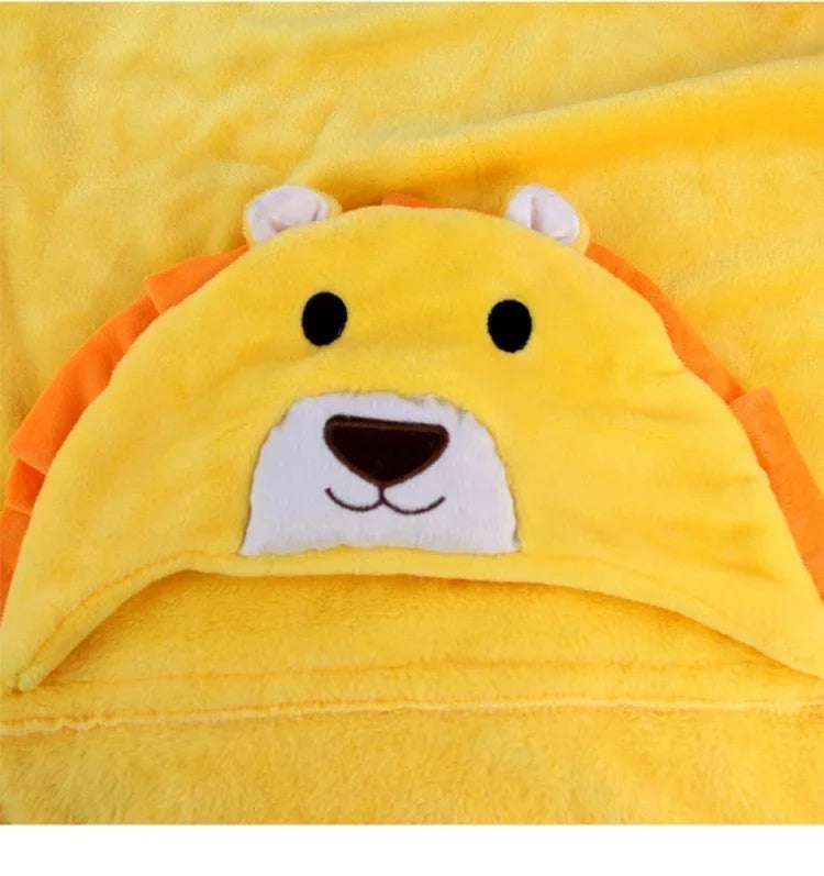 Toalha de banho com capuz em forma de animal para bebé, 100×75cm