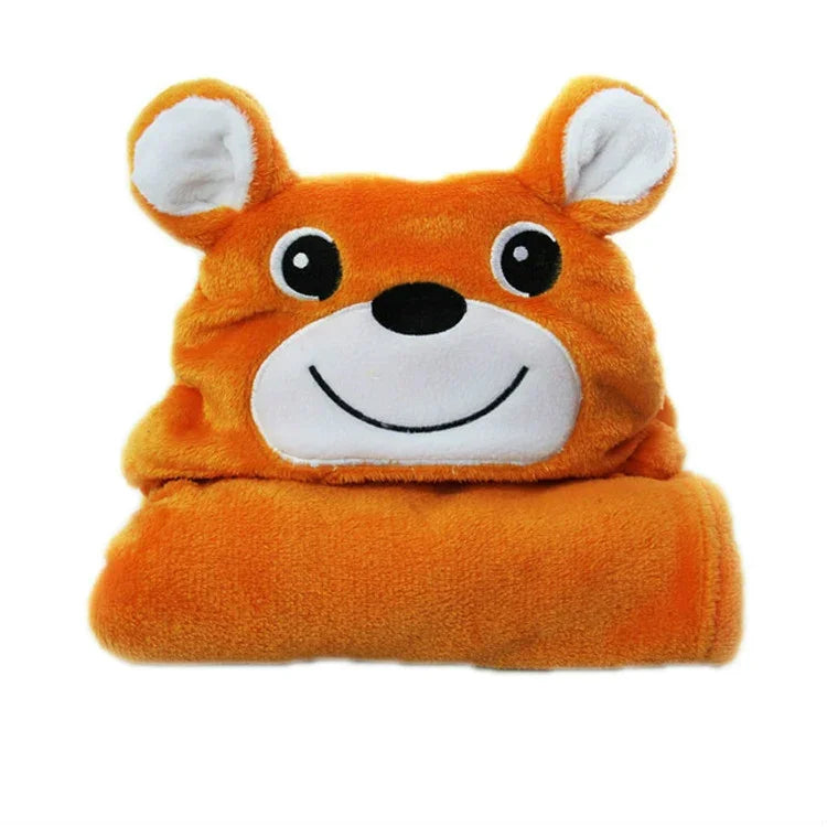 Toalha de banho com capuz em forma de animal para bebé, 100×75cm