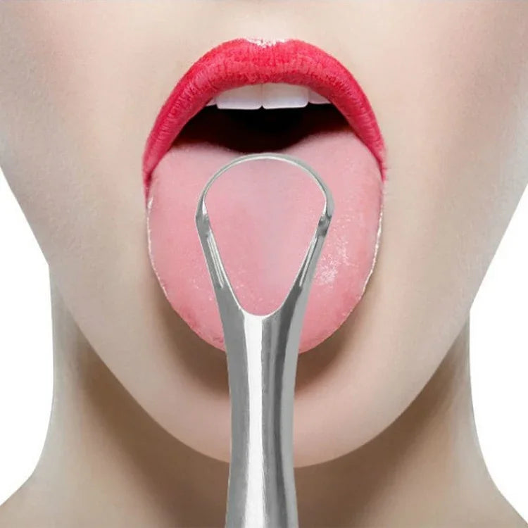 Raspador de Língua em Aço Inoxidável para Limpeza Oral, 14,6 × 2,4 cm