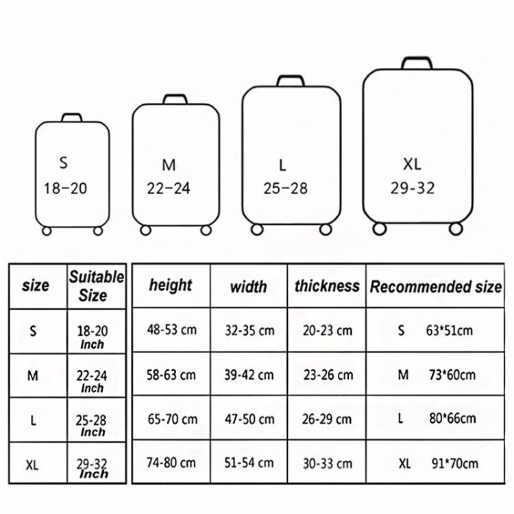 Capa para bagagem de viagem, proteção elástica contra pó e riscos para mala, tamanho S 19 a 21 polegadas, tamanho M 22 a 24 polegadas, tamanho L 26 a 28 polegadas, tamanho XL 29 a 32 polegadas