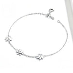 Pulseira em Prata Esterlina S925 com Banho de Platina, Pulseira Fofa com Margaridas