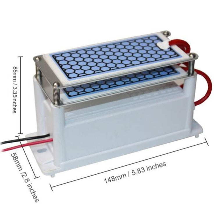 Gerador de Ozono Cerâmico Portátil com Duas Placas, Purificador de Ar Esterilizador, Purificador de Oxigénio Ativo, Gerador de Ozono Cerâmico