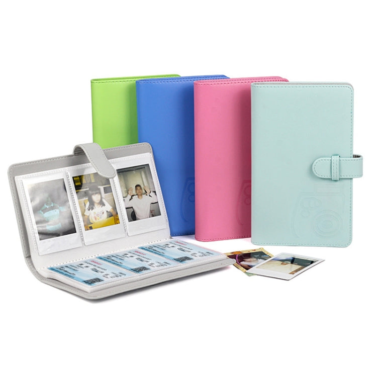 Álbum de fotos de 3 polegadas que comporta 96 fotos, estojo de armazenamento de grande capacidade em couro PU com páginas multi-bolsos