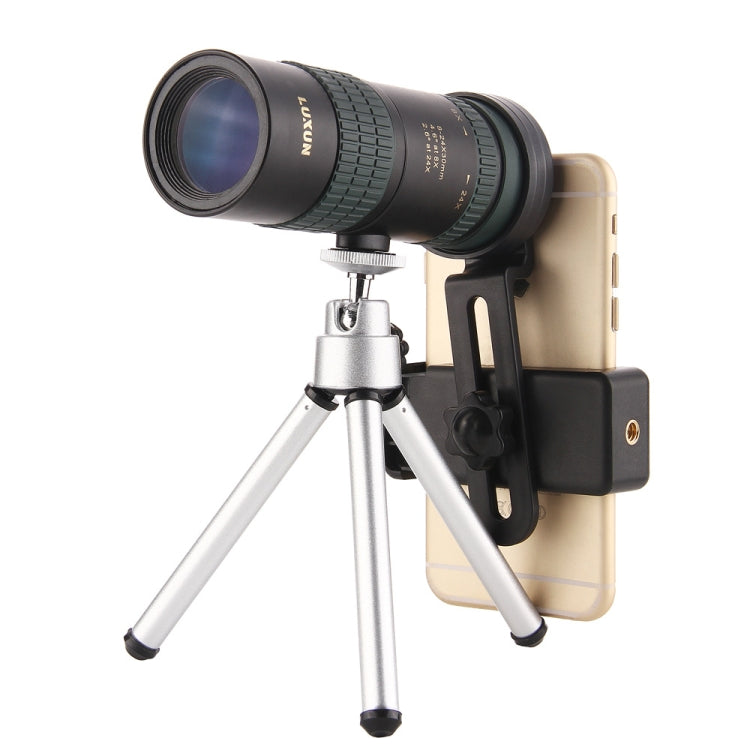 Telescópio monocular de visão noturna LUXUN 8-24X30 com clipe para telemóvel e tripé, com clipe para telemóvel e tripé