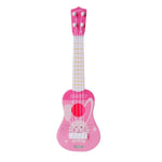Instrumento Musical de Simulação Pequeno Mini Ukulele de Quatro Cordas Tocável Brinquedo Musical para Educação Infantil, Coelho Rosa, Zebra Azul Claro, Girafa Rosa, Dinossauro Amarelo