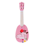 Instrumento Musical de Simulação Pequeno Mini Ukulele de Quatro Cordas Tocável Brinquedo Musical para Educação Infantil, Coelho Rosa, Zebra Azul Claro, Girafa Rosa, Dinossauro Amarelo