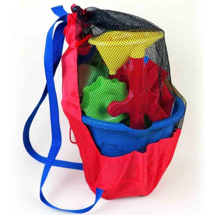 Mochila de rede para armazenamento de brinquedos de praia para crianças, mochila para ferramentas de areia