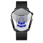 BINBOND Locomotive Concept Watch Men Live Black Technology Watch, White Net Belt White Steel Blue Face, White Net Belt White Steel White Face, Gold Net Belt Full Gold Blue Face, Gold Net Belt Full Gold Gold Face, Black Net Belt Black Steel Blue Face   ...
