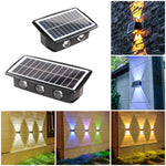Lâmpada Solar de Parede Exterior Impermeável com Focos Duplos para Cima e para Baixo, 4LED, 8LED, 6LED