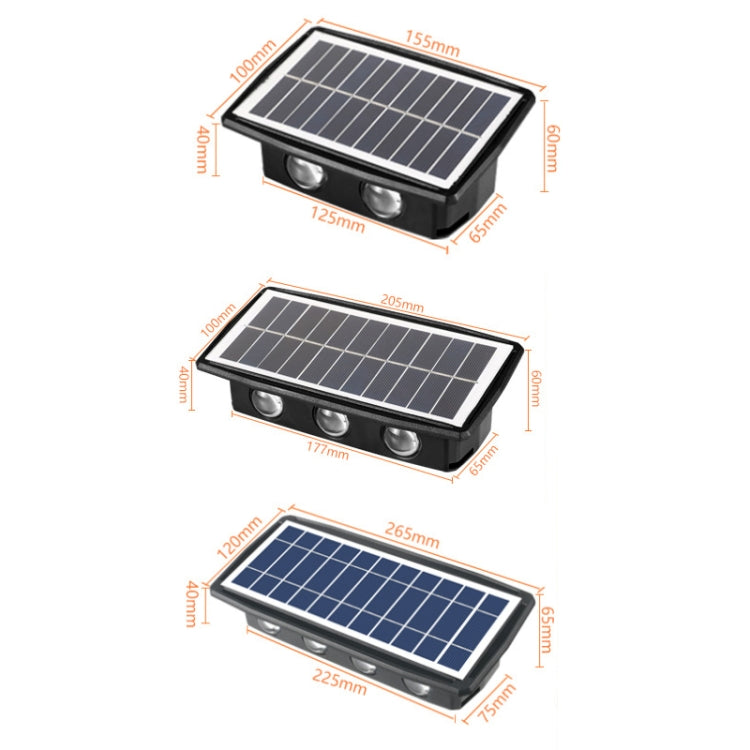 Lâmpada Solar de Parede Exterior Impermeável com Focos Duplos para Cima e para Baixo, 4LED, 8LED, 6LED