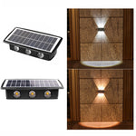 Lâmpada Solar de Parede Exterior Impermeável com Focos Duplos para Cima e para Baixo, 4LED, 8LED, 6LED