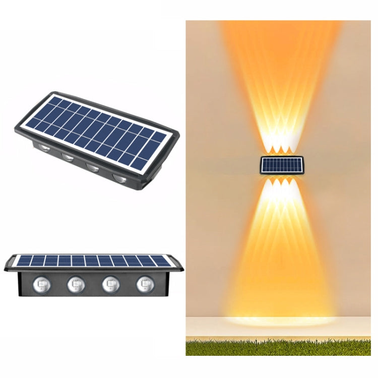 Lâmpada Solar de Parede Exterior Impermeável com Focos Duplos para Cima e para Baixo, 4LED, 8LED, 6LED