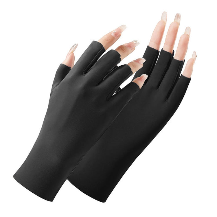 Luvas Femininas de Proteção Solar Meio Dedo Luvas de Seda Gelada, Estilo:, Dedo Central, Dedo Ligado