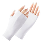 Luvas Femininas de Proteção Solar Meio Dedo Luvas de Seda Gelada, Estilo:, Dedo Central, Dedo Ligado