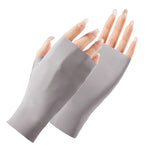 Luvas Femininas de Proteção Solar Meio Dedo Luvas de Seda Gelada, Estilo:, Dedo Central, Dedo Ligado