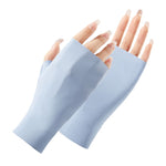 Luvas Femininas de Proteção Solar Meio Dedo Luvas de Seda Gelada, Estilo:, Dedo Central, Dedo Ligado