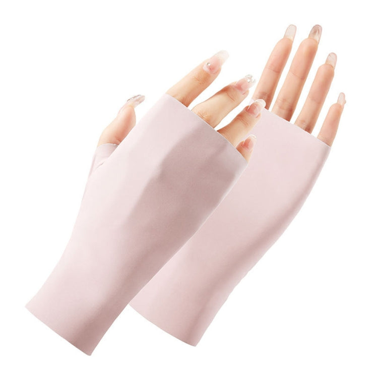 Luvas Femininas de Proteção Solar Meio Dedo Luvas de Seda Gelada, Estilo:, Dedo Central, Dedo Ligado
