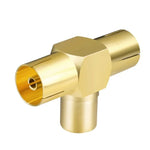 Adaptador de Cabo Coaxial Conector Antena Aérea TV Macho para 2x Fêmea, TV Macho para 2x Fêmea