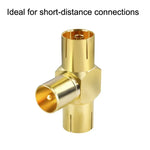 Adaptador de Cabo Coaxial Conector Antena Aérea TV Macho para 2x Fêmea, TV Macho para 2x Fêmea
