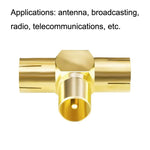 Adaptador de Cabo Coaxial Conector Antena Aérea TV Macho para 2x Fêmea, TV Macho para 2x Fêmea