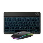 Conjunto de Teclado e Rato Bluetooth RGB Colorido Retroiluminado de 10 Polegadas para Telemóvel / Tablet, Preto, Branco