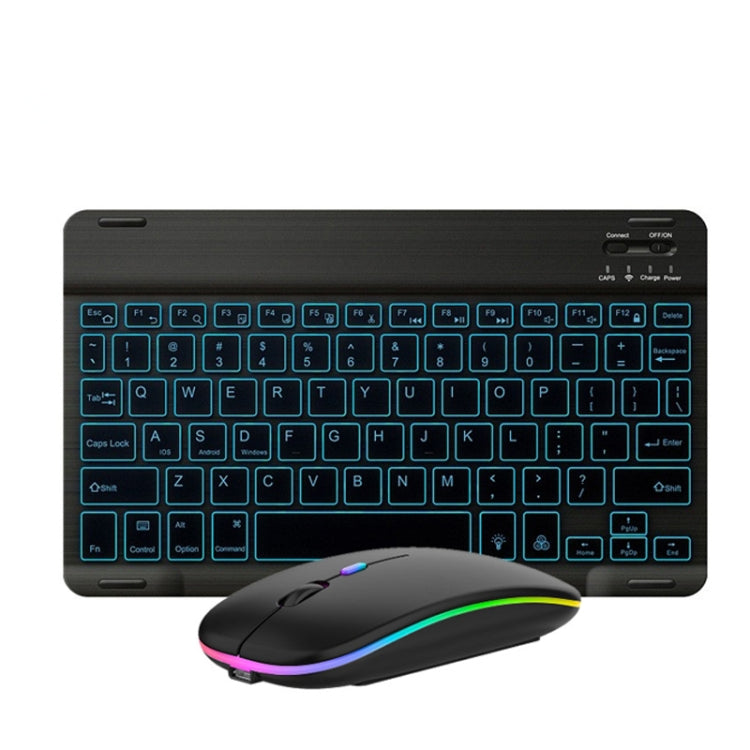 Conjunto de Teclado e Rato Bluetooth RGB Colorido Retroiluminado de 10 Polegadas para Telemóvel / Tablet, Preto, Branco