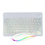 Conjunto de Teclado e Rato Bluetooth RGB Colorido Retroiluminado de 10 Polegadas para Telemóvel / Tablet, Preto, Branco