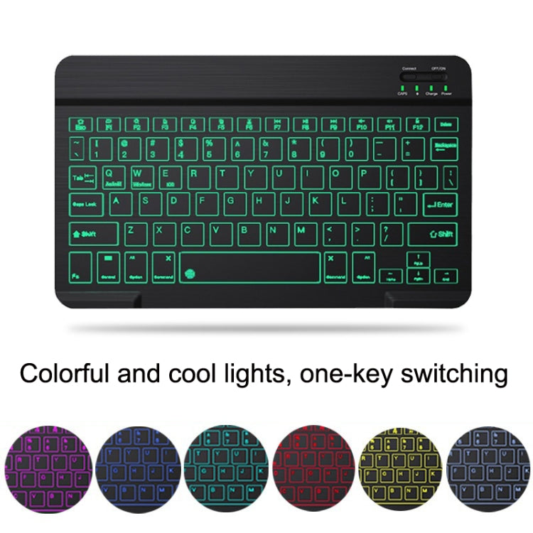 Conjunto de Teclado e Rato Bluetooth RGB Colorido Retroiluminado de 10 Polegadas para Telemóvel / Tablet, Preto, Branco