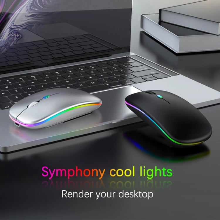 Conjunto de Teclado e Rato Bluetooth RGB Colorido Retroiluminado de 10 Polegadas para Telemóvel / Tablet, Preto, Branco
