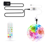 Fita LED Colorida RGB Impermeável com Controlo de Som e Música Bluetooth, Tira de Luz Atmosférica 5050 com Controlo Remoto de 24 Teclas, 5M 150 LEDs, 5M 300 LEDs, 10M 300 LEDs, 10M 600 LEDs, 15M 450 LEDs, 20M 360 LEDs, 30M 540 LEDs