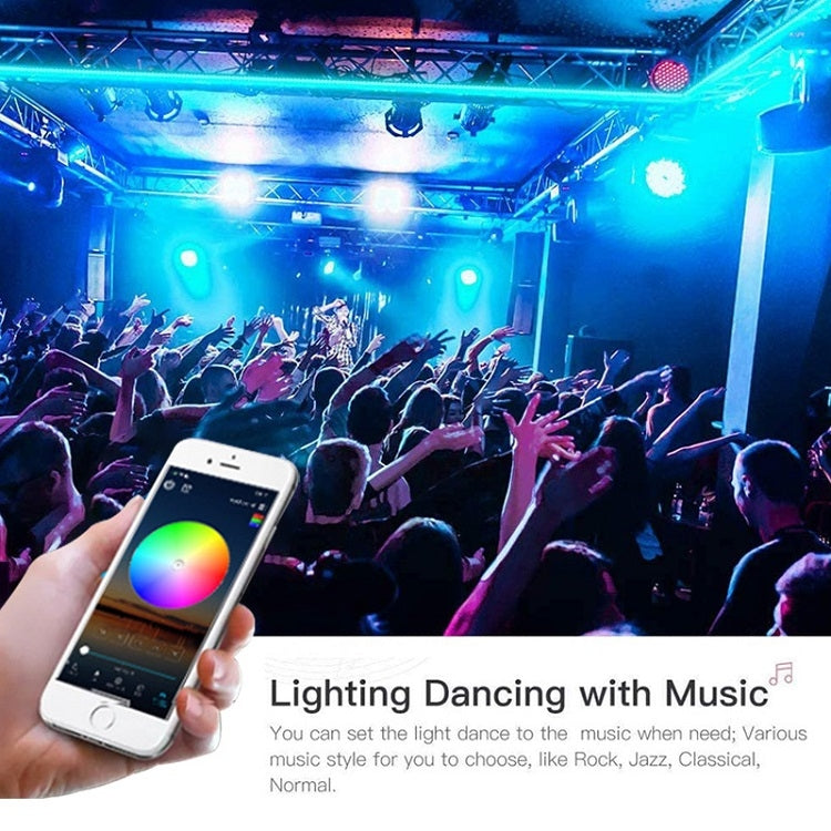 Fita LED Colorida RGB Impermeável com Controlo de Som e Música Bluetooth, Tira de Luz Atmosférica 5050 com Controlo Remoto de 24 Teclas, 5M 150 LEDs, 5M 300 LEDs, 10M 300 LEDs, 10M 600 LEDs, 15M 450 LEDs, 20M 360 LEDs, 30M 540 LEDs