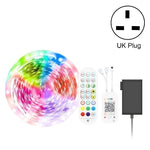 Fita LED Colorida RGB Impermeável com Controlo de Som e Música Bluetooth, Tira de Luz Atmosférica 5050 com Controlo Remoto de 24 Teclas, 5M 150 LEDs, 5M 300 LEDs, 10M 300 LEDs, 10M 600 LEDs, 15M 450 LEDs, 20M 360 LEDs, 30M 540 LEDs