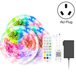 Fita LED Colorida RGB Impermeável com Controlo de Som e Música Bluetooth, Tira de Luz Atmosférica 5050 com Controlo Remoto de 24 Teclas, 5M 150 LEDs, 5M 300 LEDs, 10M 300 LEDs, 10M 600 LEDs, 15M 450 LEDs, 20M 360 LEDs, 30M 540 LEDs