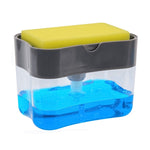 Kitchen Dishwasher Brush Press Liquid Soap Pump Box Soap Dispenser with Washing Sponge Detergent Automatic Cleaning Brush