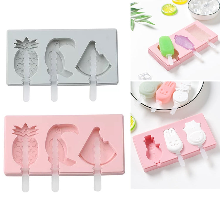 Molde de Silicone para Gelados Caseiros DIY com Tampa, Entrega de Cor Aleatória, Pica-pau de Fruta, Gelado, Boneco de Neve, Hipopótamo, Coelho