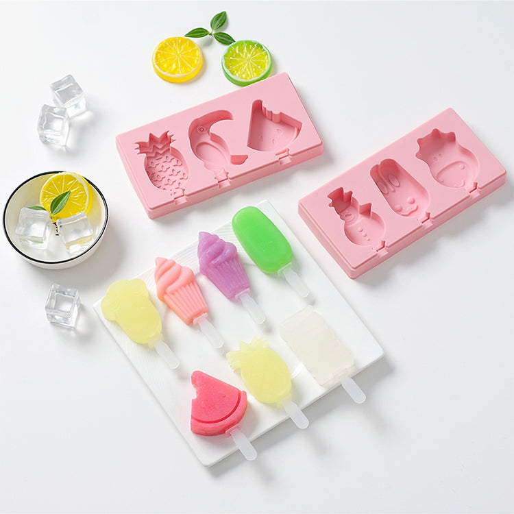 Molde de Silicone para Gelados Caseiros DIY com Tampa, Entrega de Cor Aleatória, Pica-pau de Fruta, Gelado, Boneco de Neve, Hipopótamo, Coelho