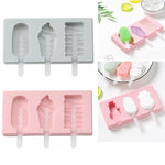 Molde de Silicone para Gelados Caseiros DIY com Tampa, Entrega de Cor Aleatória, Pica-pau de Fruta, Gelado, Boneco de Neve, Hipopótamo, Coelho
