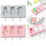 Molde de Silicone para Gelados Caseiros DIY com Tampa, Entrega de Cor Aleatória, Pica-pau de Fruta, Gelado, Boneco de Neve, Hipopótamo, Coelho