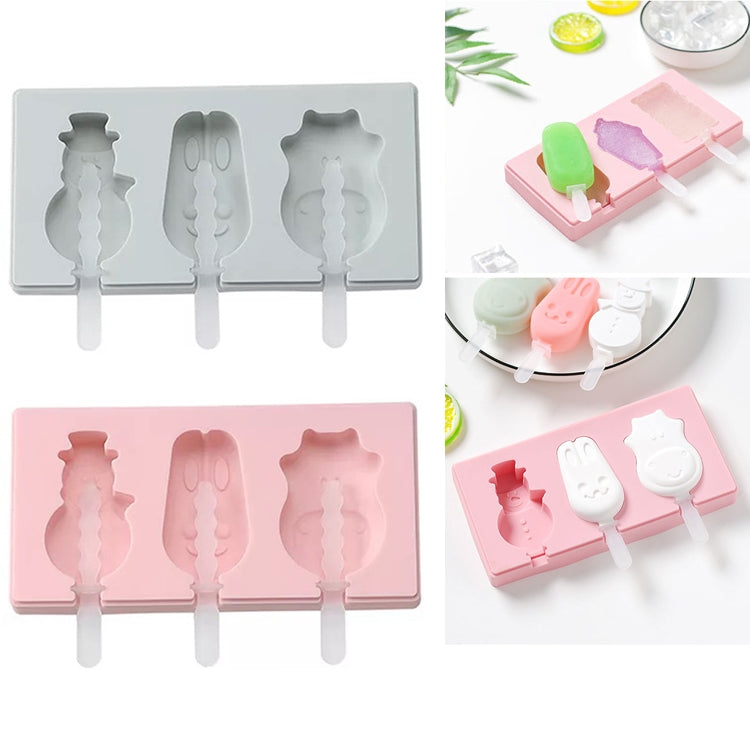 Molde de Silicone para Gelados Caseiros DIY com Tampa, Entrega de Cor Aleatória, Pica-pau de Fruta, Gelado, Boneco de Neve, Hipopótamo, Coelho