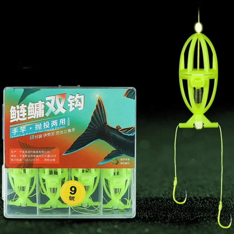 Anzóis Duplos ISEAMA Anzol Explosivo Bighead Carp Alimentador para Vara de Mão e Vara de Arremesso, Tamanho: 6, 8, 10, 12, 14