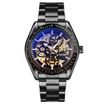 SKMEI 9194 Relógio Mecânico Automático Esqueleto Masculino com Correia de Aço, Preto, Prateado, Dourado Mostrador Preto, Dourado Rosé, Dourado Mostrador Dourado
