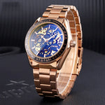 SKMEI 9194 Relógio Mecânico Automático Esqueleto Masculino com Correia de Aço, Preto, Prateado, Dourado Mostrador Preto, Dourado Rosé, Dourado Mostrador Dourado